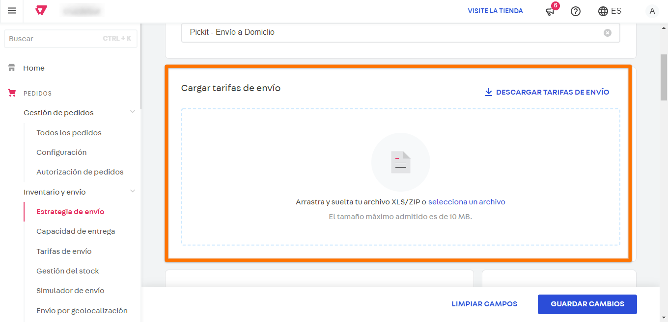Configuración de políticas de envío