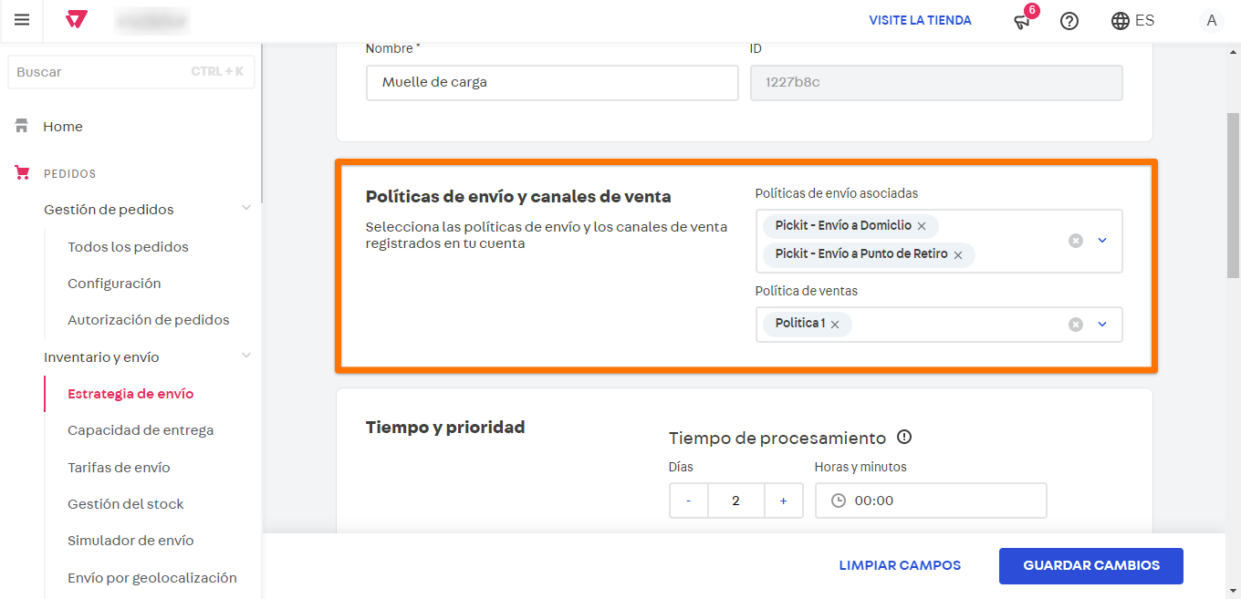 Asociación a muelles de carga