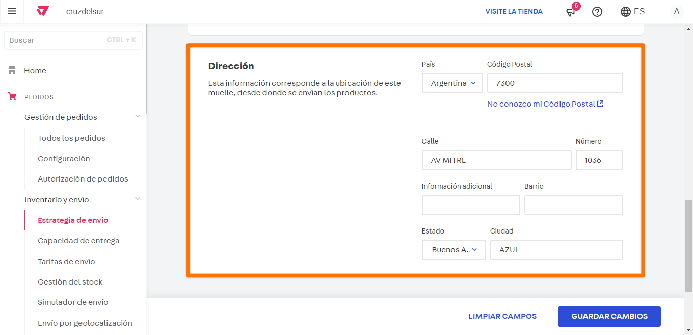 Asociación a muelles de carga